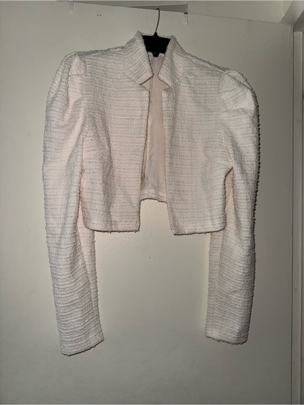 SHEIN Cropped Textured Jacket in White